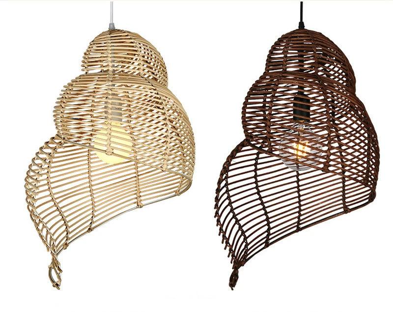 Rattan shell pendant light