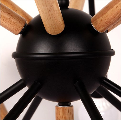 Wooden spider LED Pendant Lamp