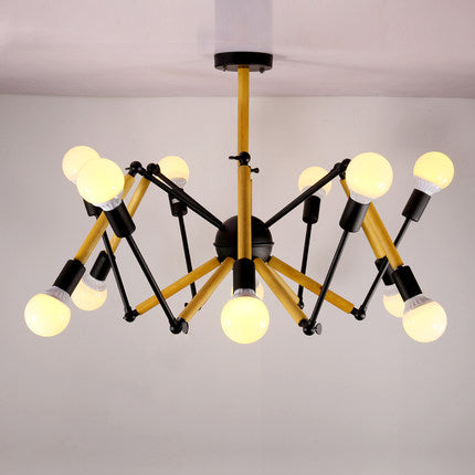 Wooden spider LED Pendant Lamp