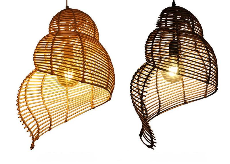 Rattan shell pendant light