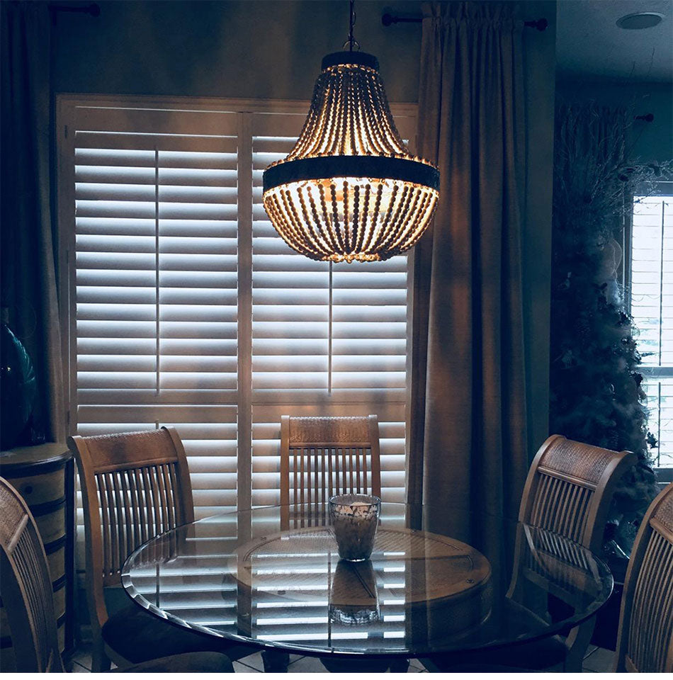 Rustic Chandelier with wooden beads