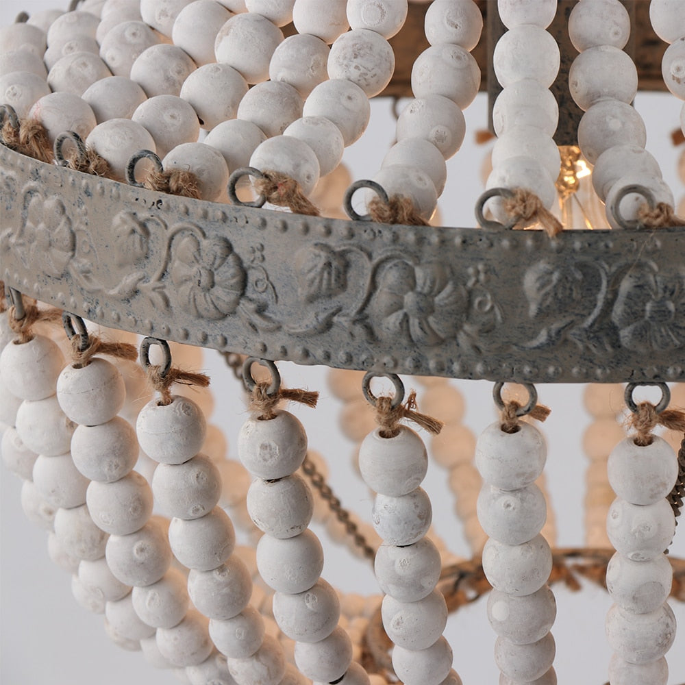 Rustic Chandelier with wooden beads