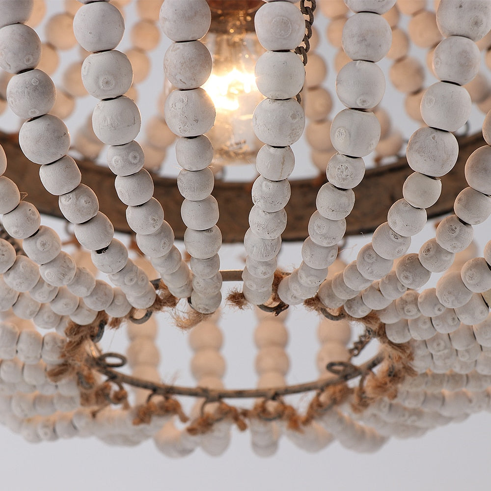 Rustic Chandelier with wooden beads