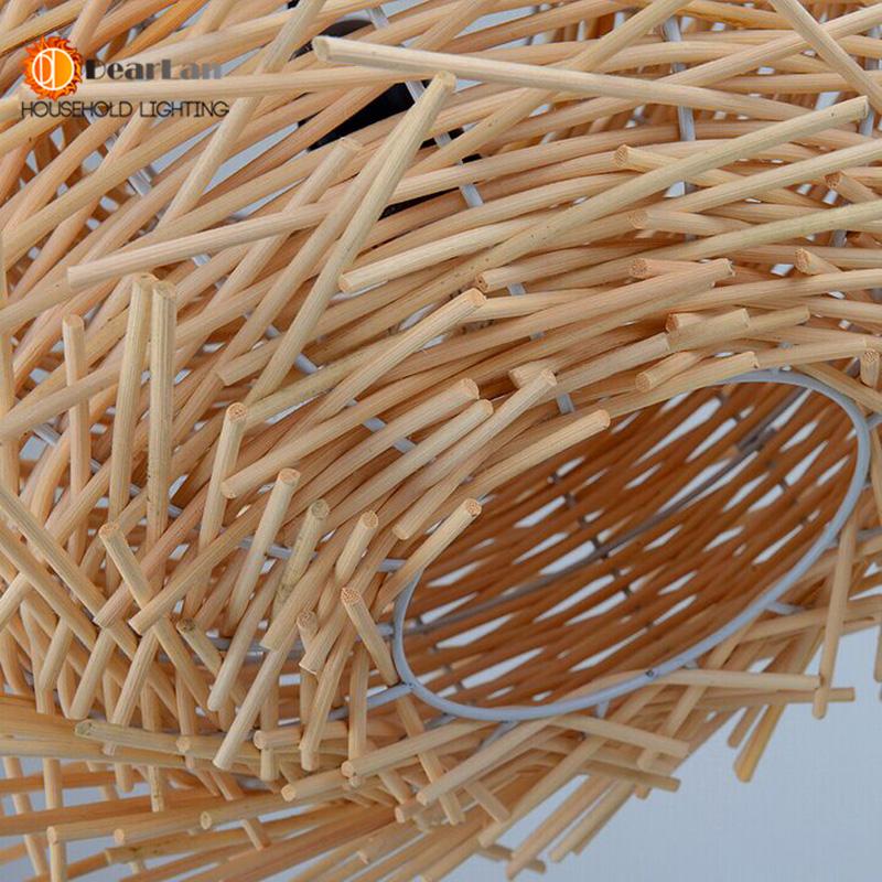 Artistic wooden nest pendant light