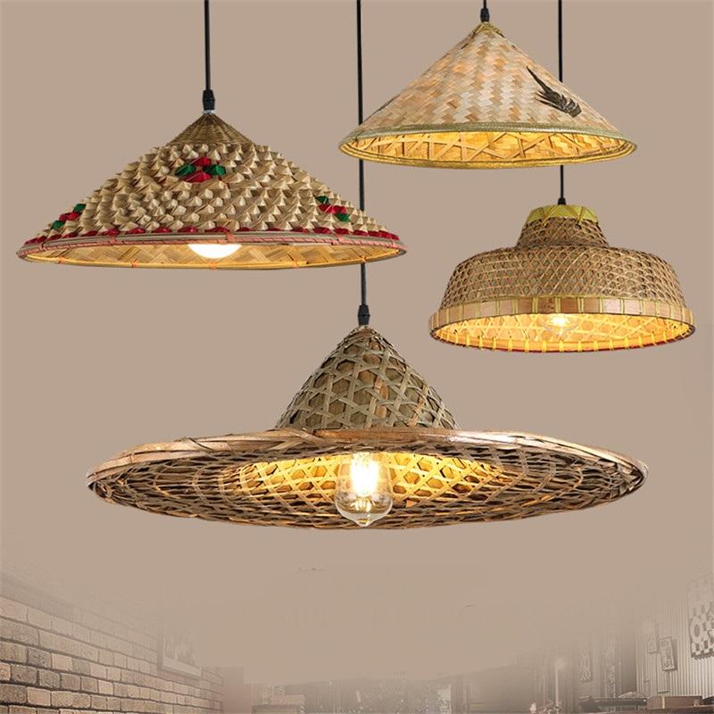 Bamboo chinese hat pendant light