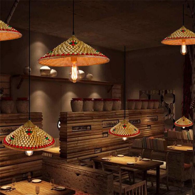 Bamboo chinese hat pendant light