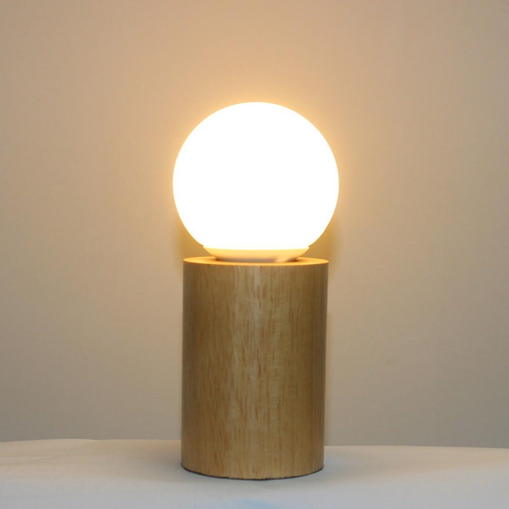 Wood block table lamp