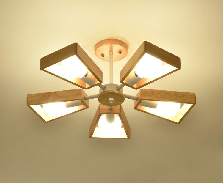 Wooden fan pendant light