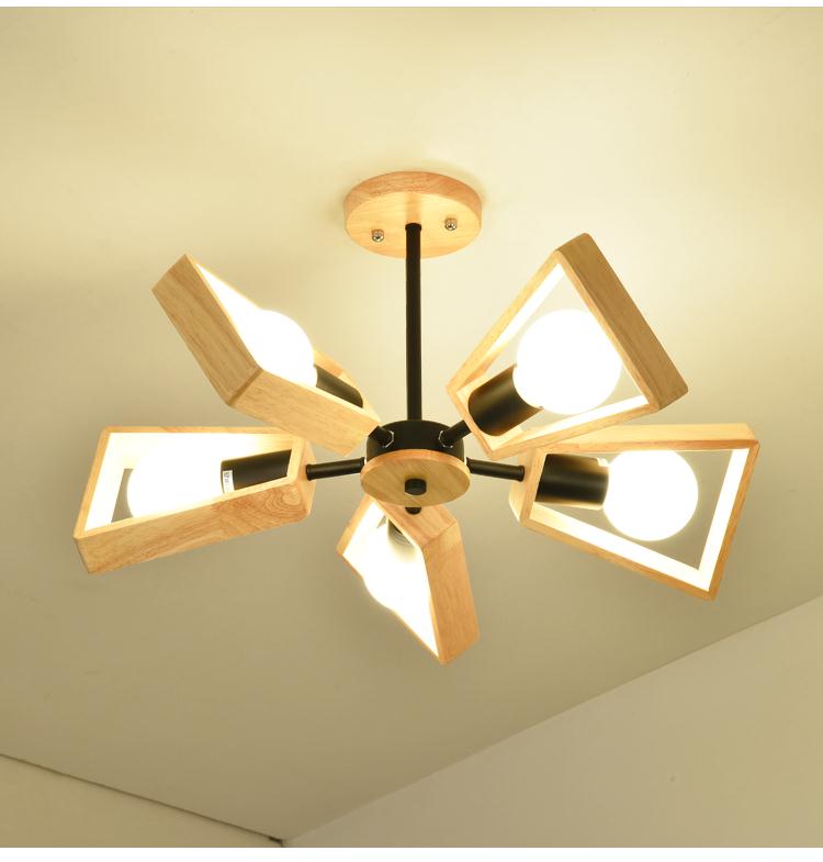 Wooden fan pendant light