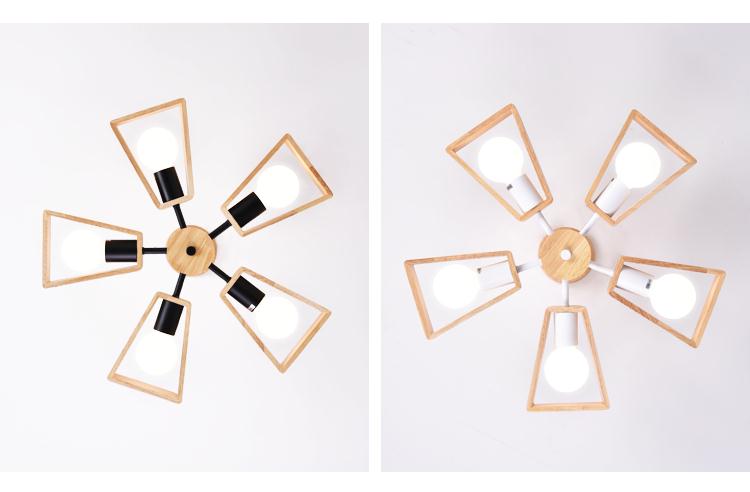 Wooden fan pendant light