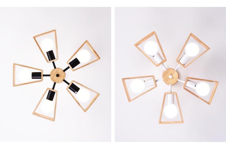 Wooden fan pendant light