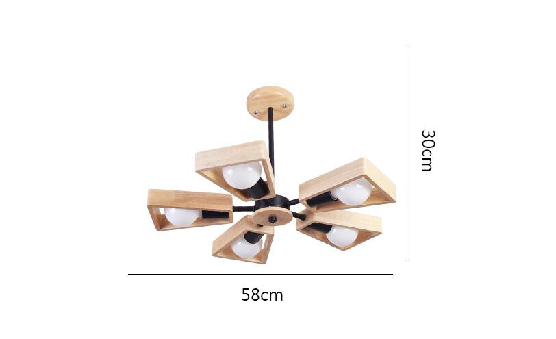 Wooden fan pendant light