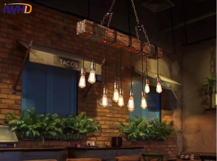 Industrial looking chandelier with string lights