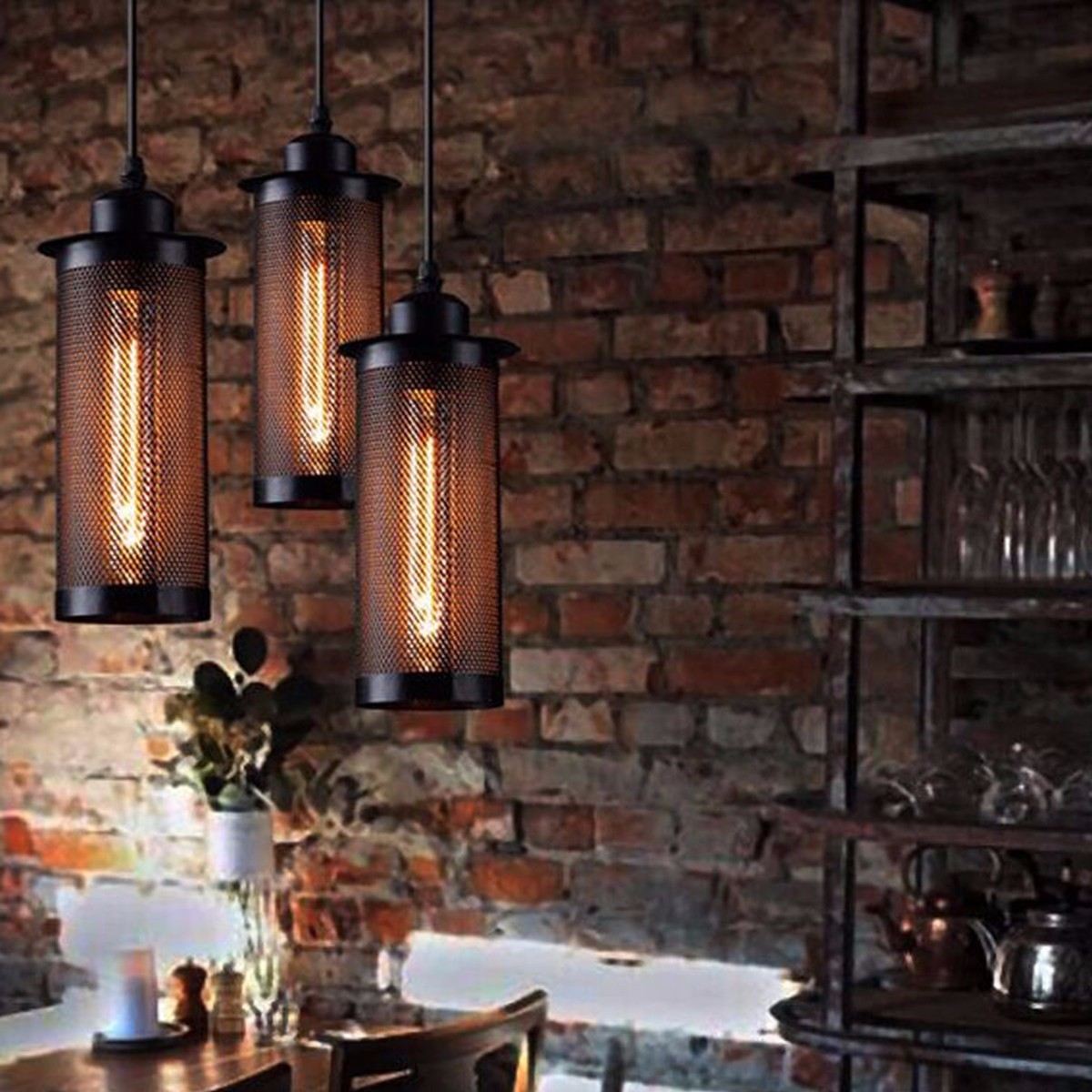 Metal vintage pendant light and Edison lightbulb