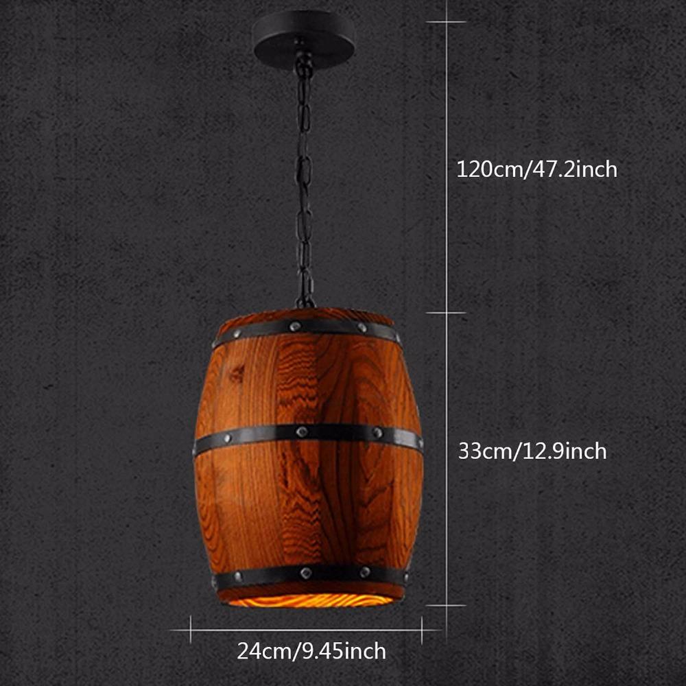 Country Wooden Barrel Pendant Lights Lamp Creative Loft E26 Lighting Fixture Art Decoration for Bar Living Room Cafe