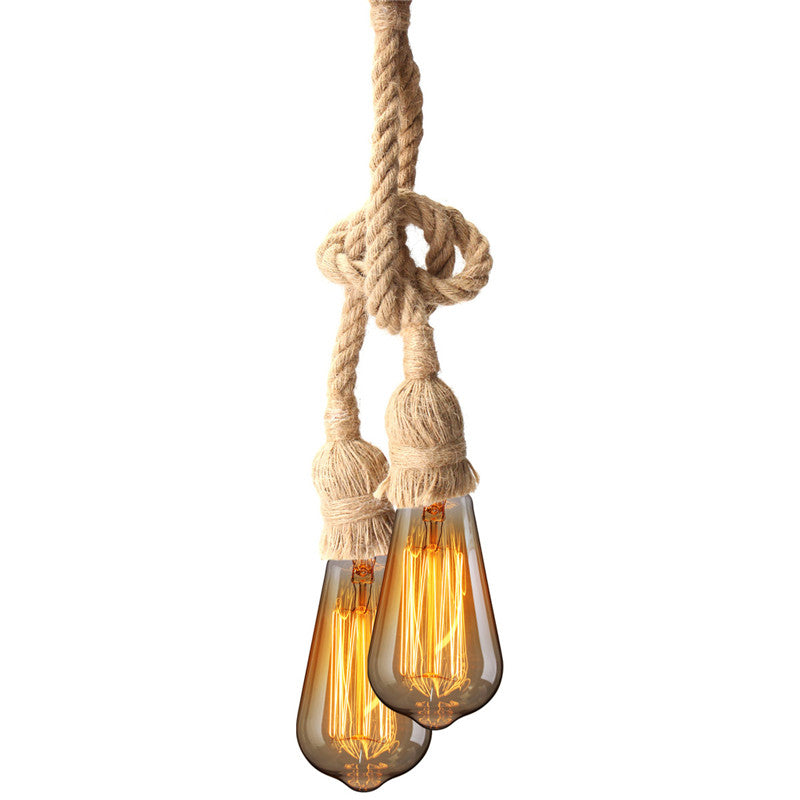 Single or Double vintage rope pendant light