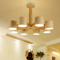 Oak pendant light with 3-6-8 heads
