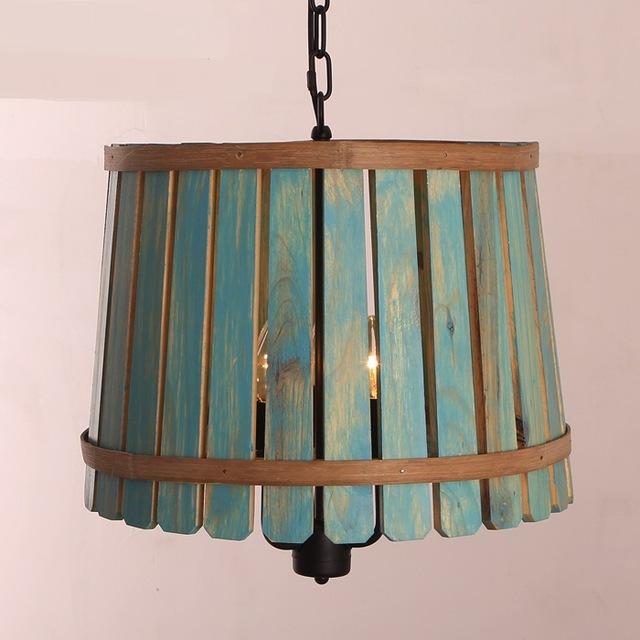 The barrel lamp American country Iron Pendant Lights wooden bedroom Mediterranean Garden Restaurant balcony retro lamps ZA