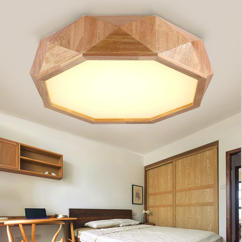 Solid wood octagon ceiling light