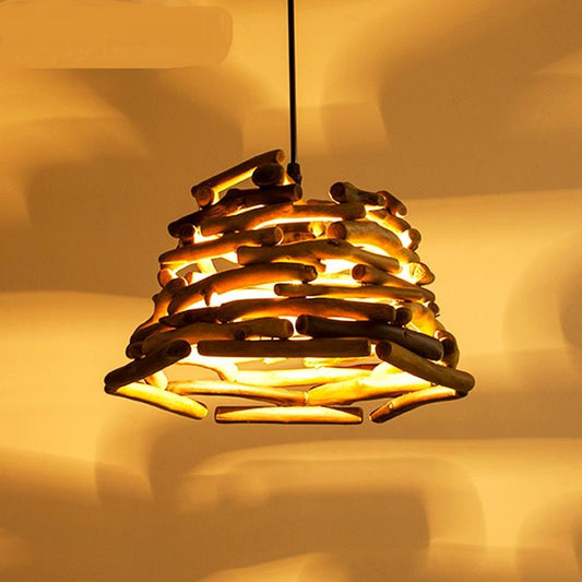 Wood logs pendant light