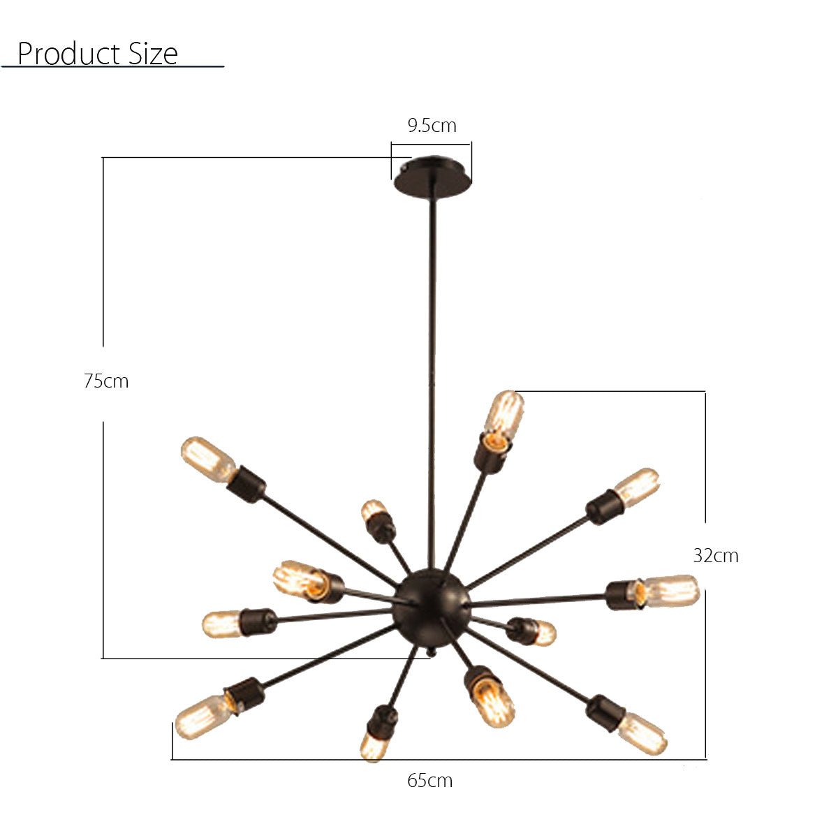 Modern metal chandelier with 12 lights