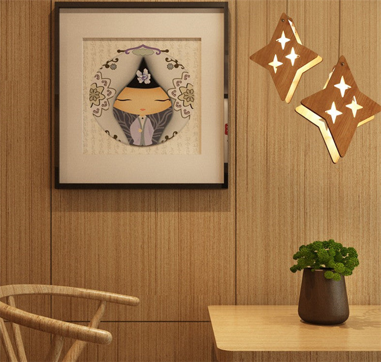 Wooden moon and stars pendant lights