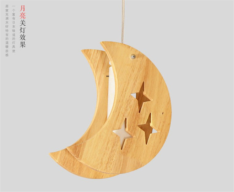 Wooden moon and stars pendant lights