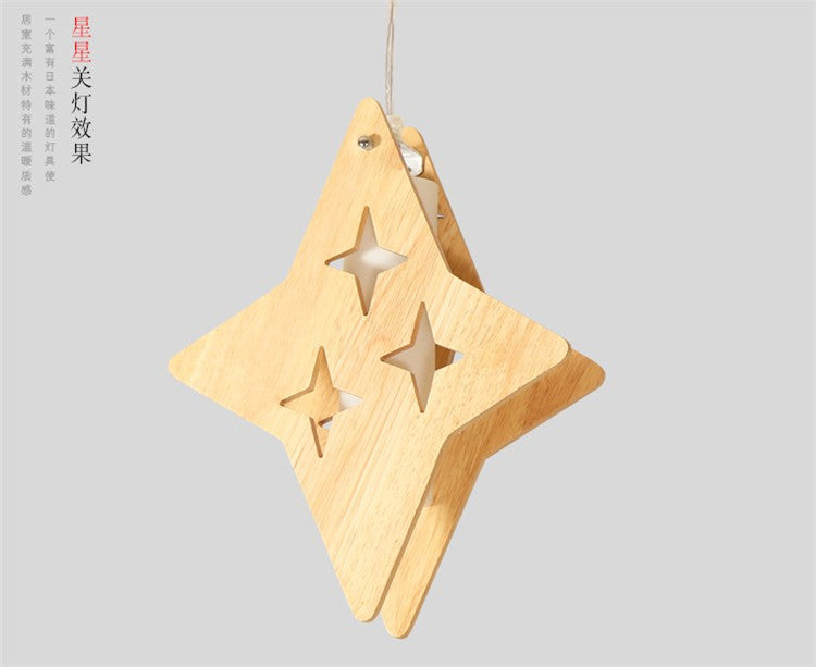 Wooden moon and stars pendant lights