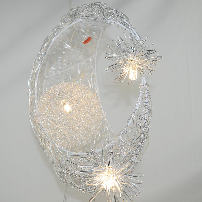 Steel wire moon and stars pendant light