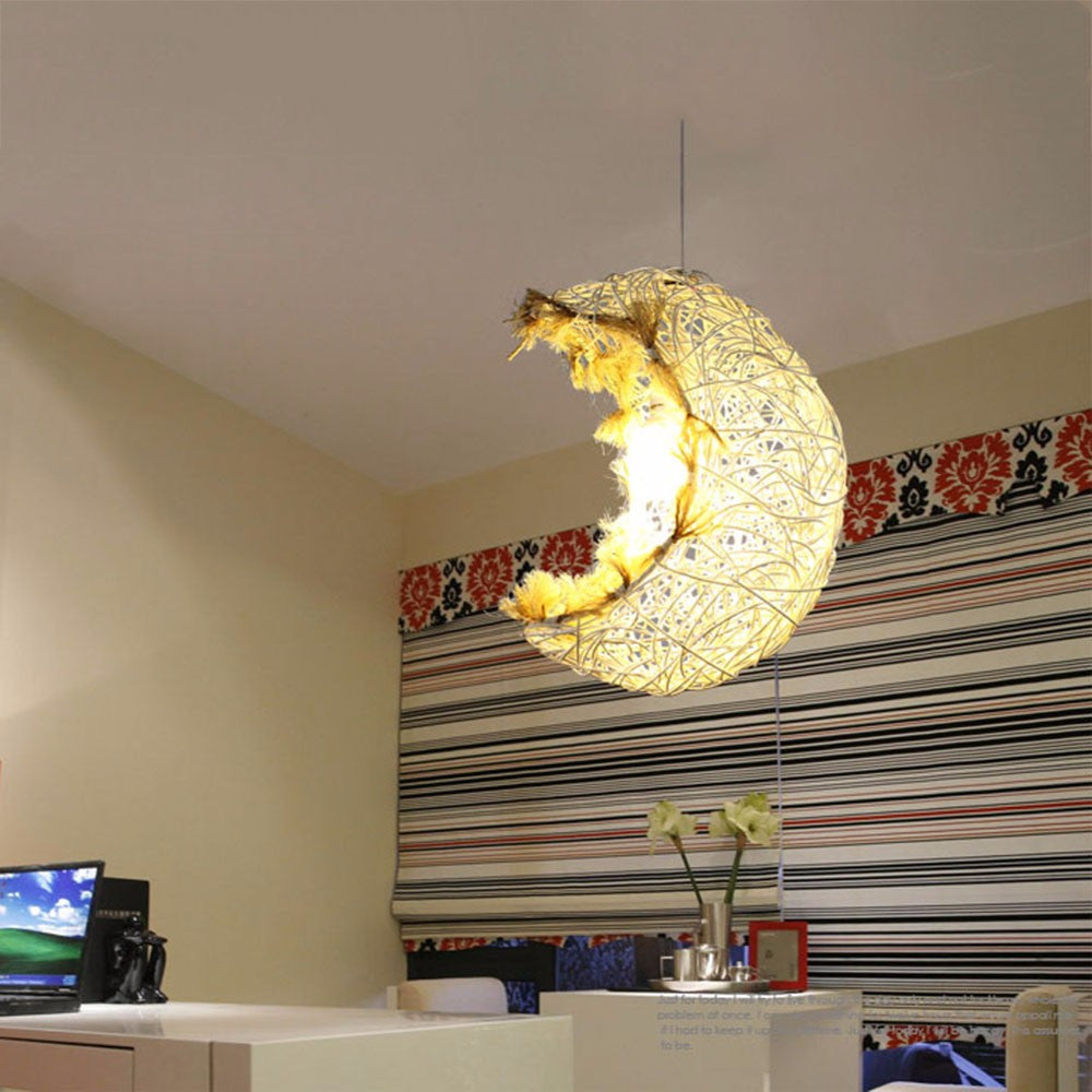 Rattan Moon pendant light