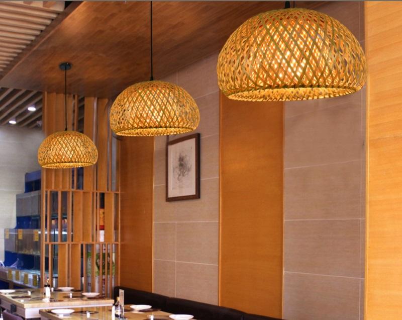 Hand woven bamboo pendant light