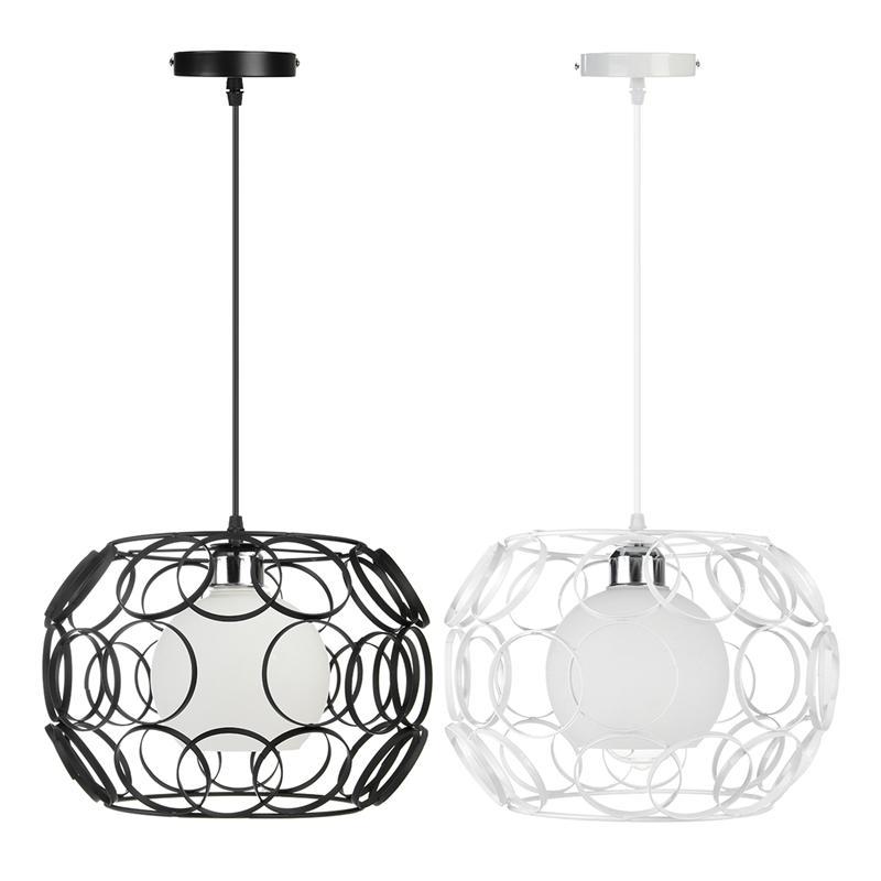 Black or White metal pendant light with circles