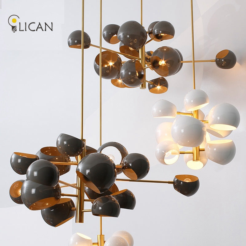 Lican molecular hanging light in black or white