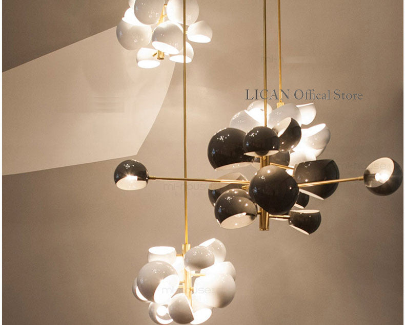 Lican molecular hanging light in black or white