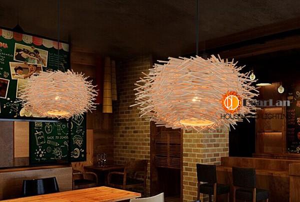 Artistic wooden nest pendant light