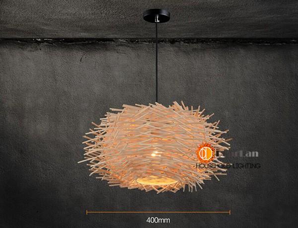 Artistic wooden nest pendant light