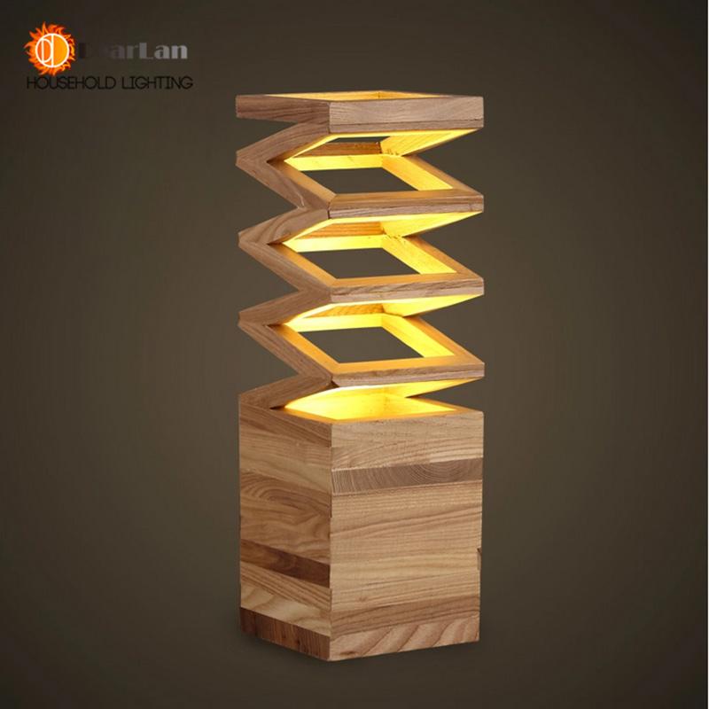 Small wooden table lamp